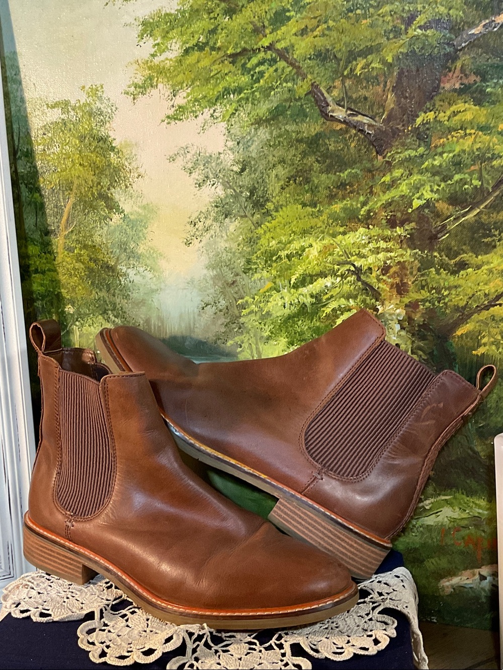 Clarks ladies  Brown Leather Chukka Chelsea Boots